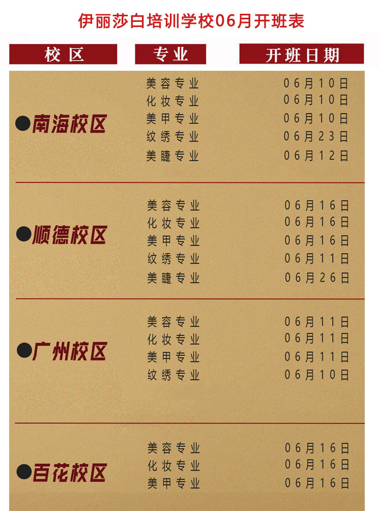 2026年6月份课程开班表